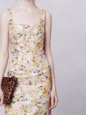 The Leifsdottir Anthropologie Aurelian Brocade Sheath Dress Size 10